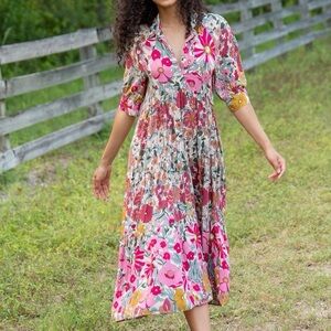 Natural Life Rebecca Midi Dress in a vintage floral print